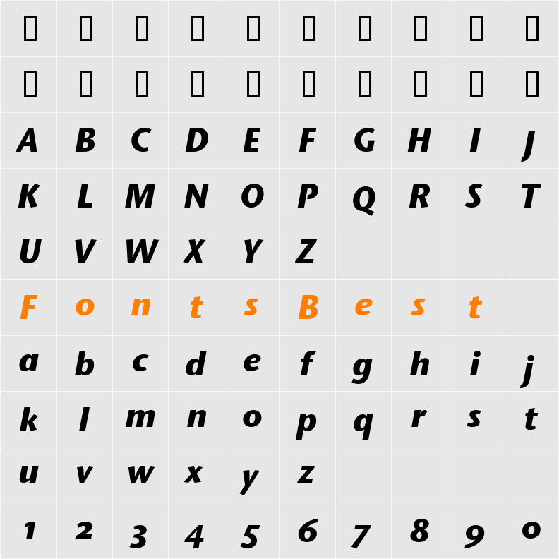 Stone Sans OS ITC TT Character Map