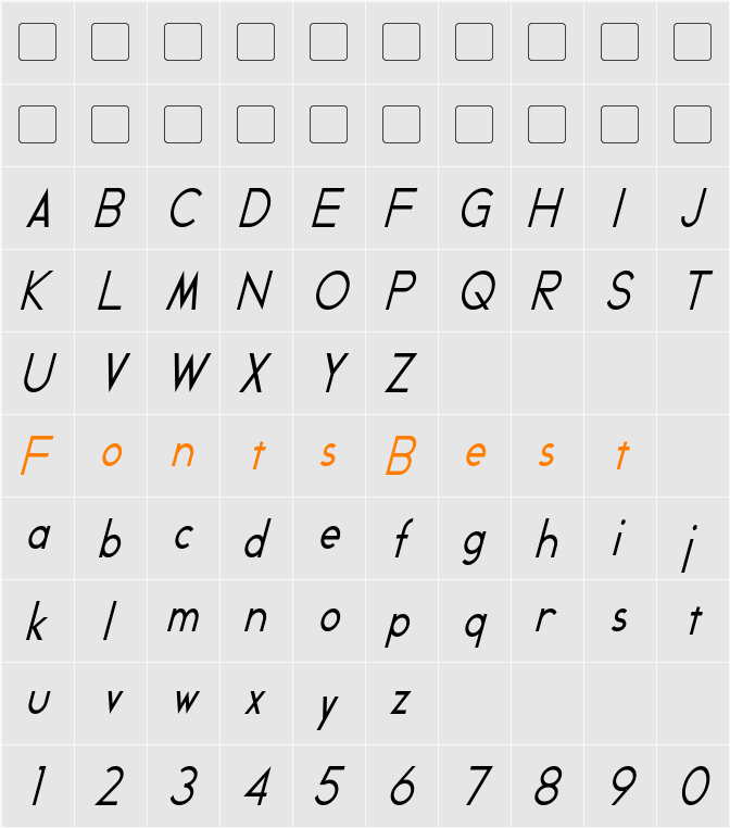 Geddes Narrow Character Map