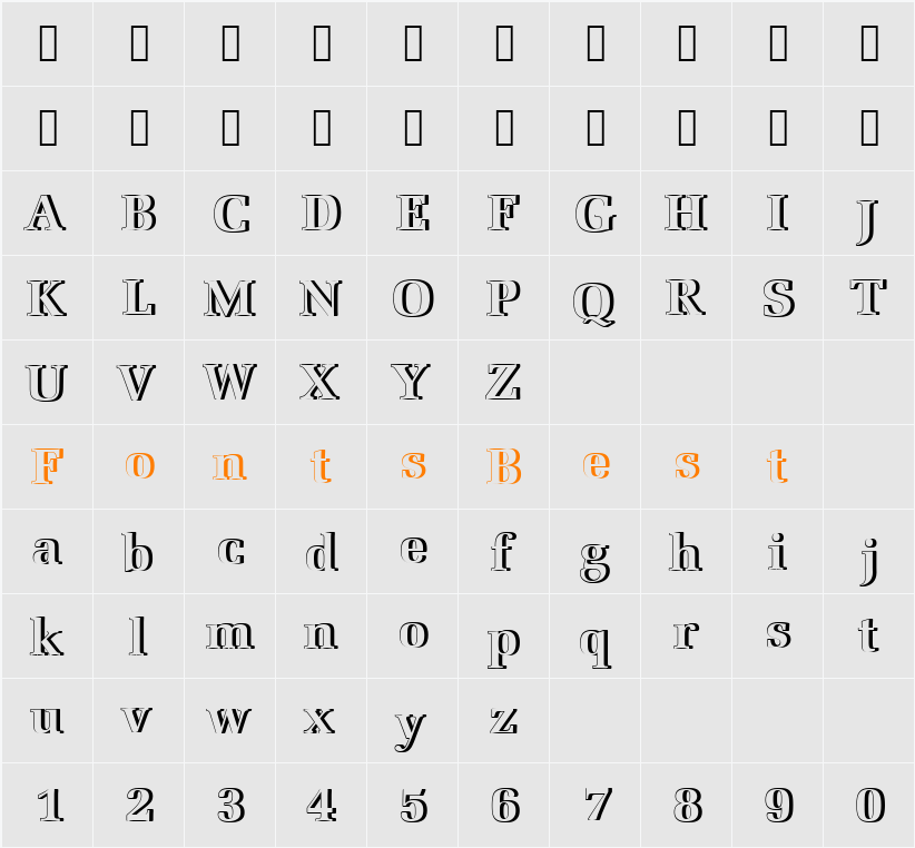 URWLatinoTBolRe1 Character Map