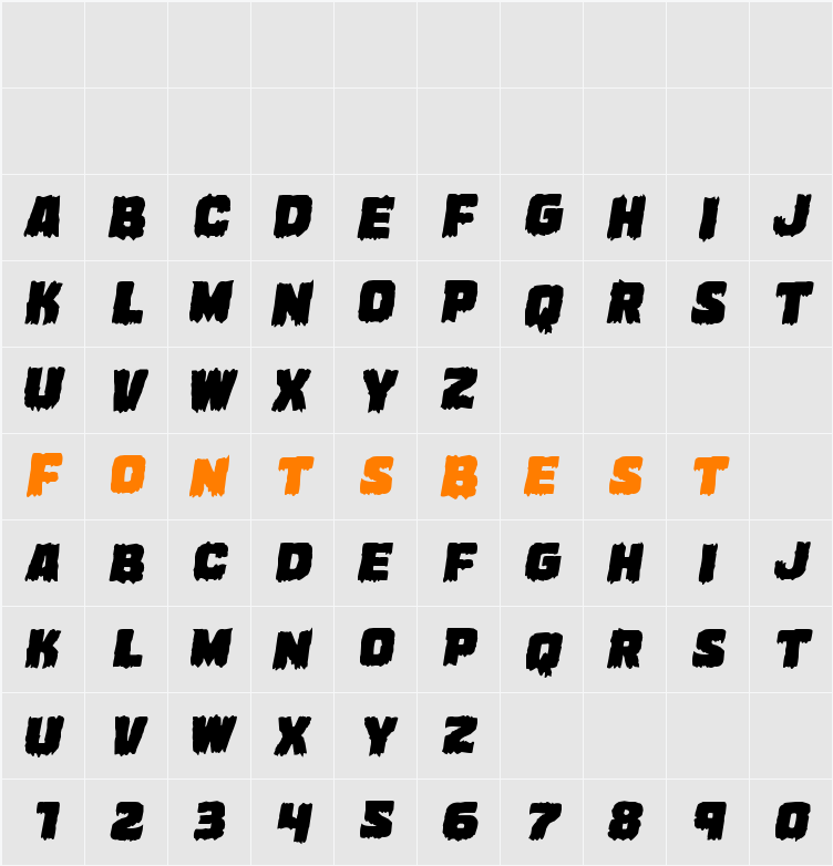 Marsh Thing Expanded Italic Character Map