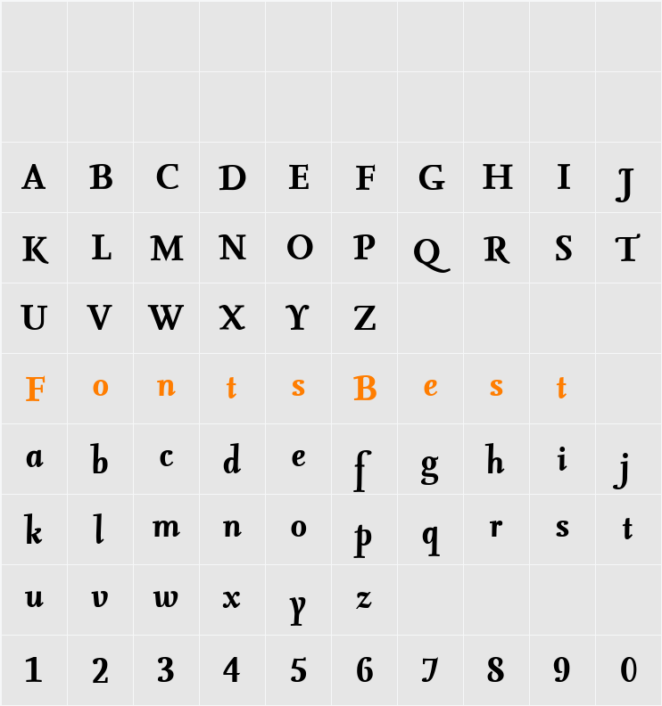 SeriaLf-BoldItalic Character Map