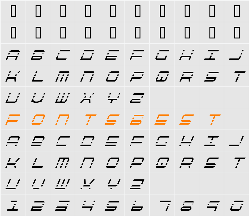 QuickQuick Condensed Italic Character Map