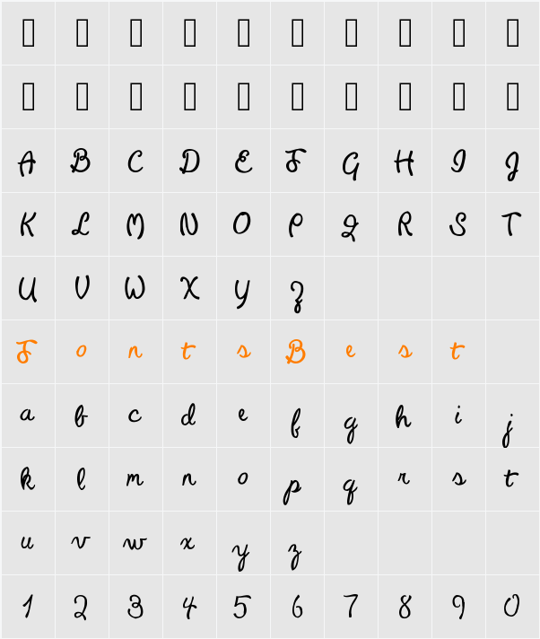 Peterbuilt Character Map