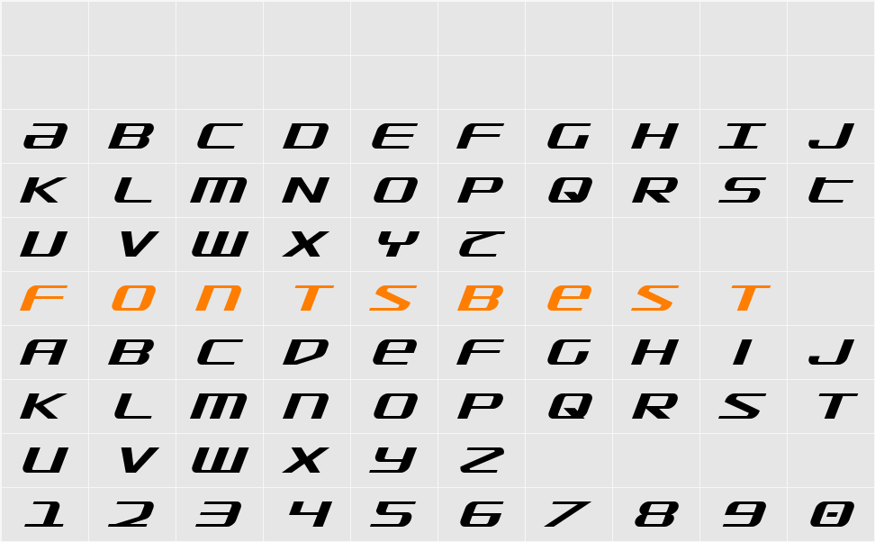 SDF Italic Character Map