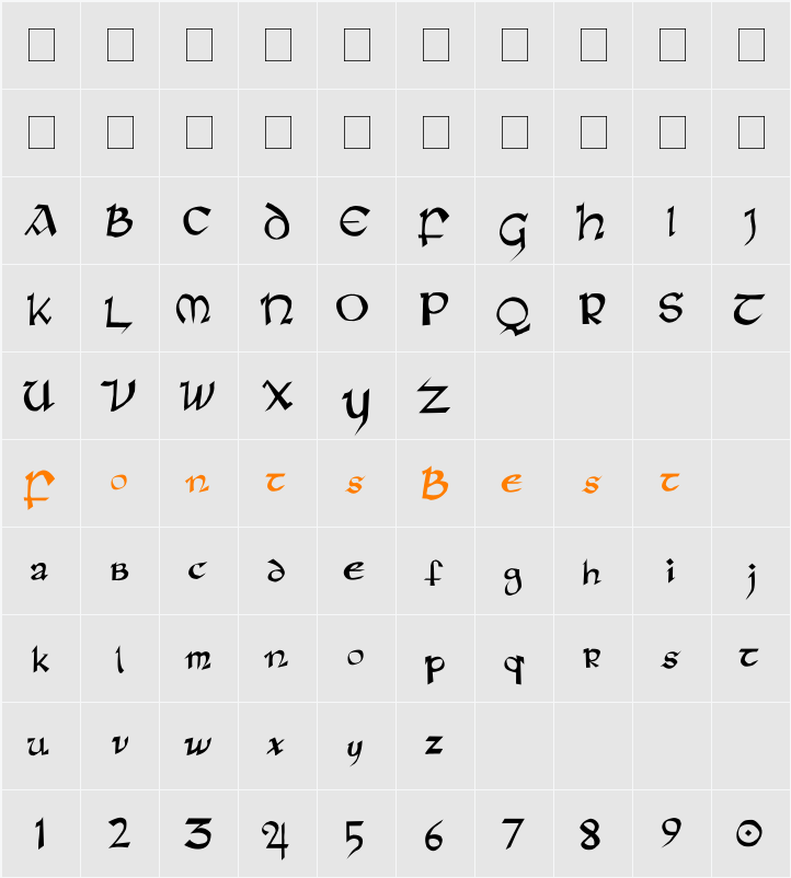 Rane Insular Character Map