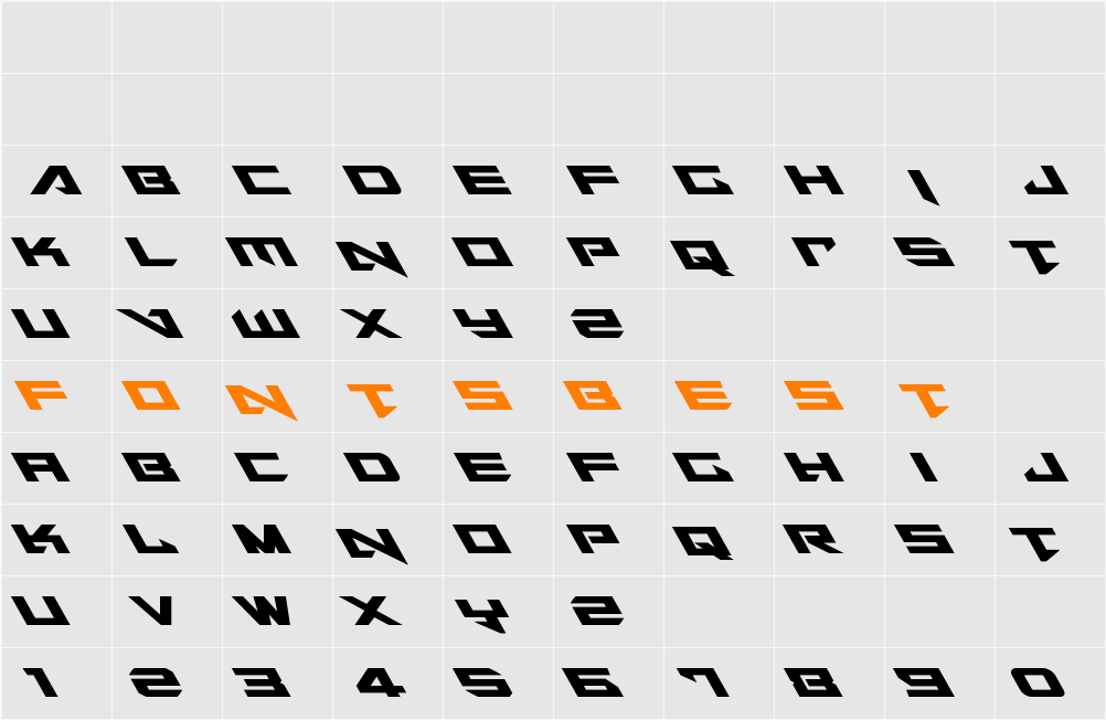 Tarrget Leftalic Character Map