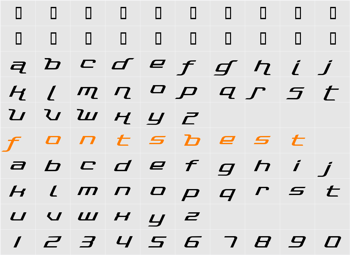 Photonica Character Map