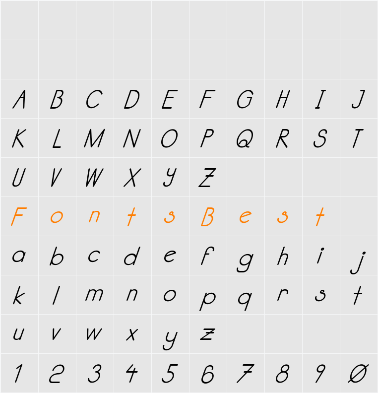Kata Bidalan Italic Bold Character Map