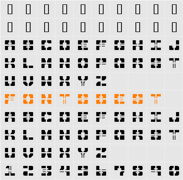 Drawn and Quartered Character Map