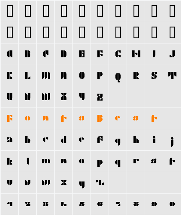 P22 Albers Character Map