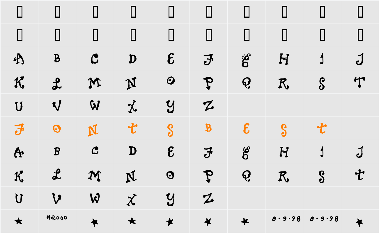 Sundayluck Character Map