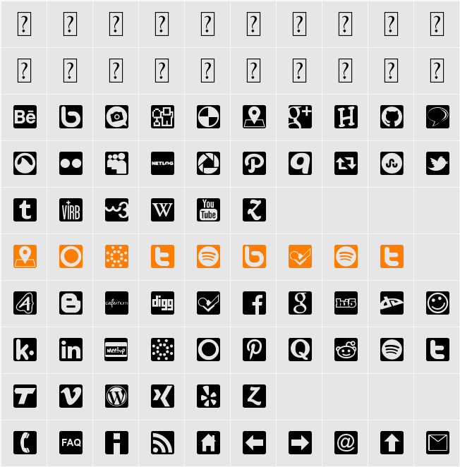 Social Icons Pro Set 1 - Rounded Character Map