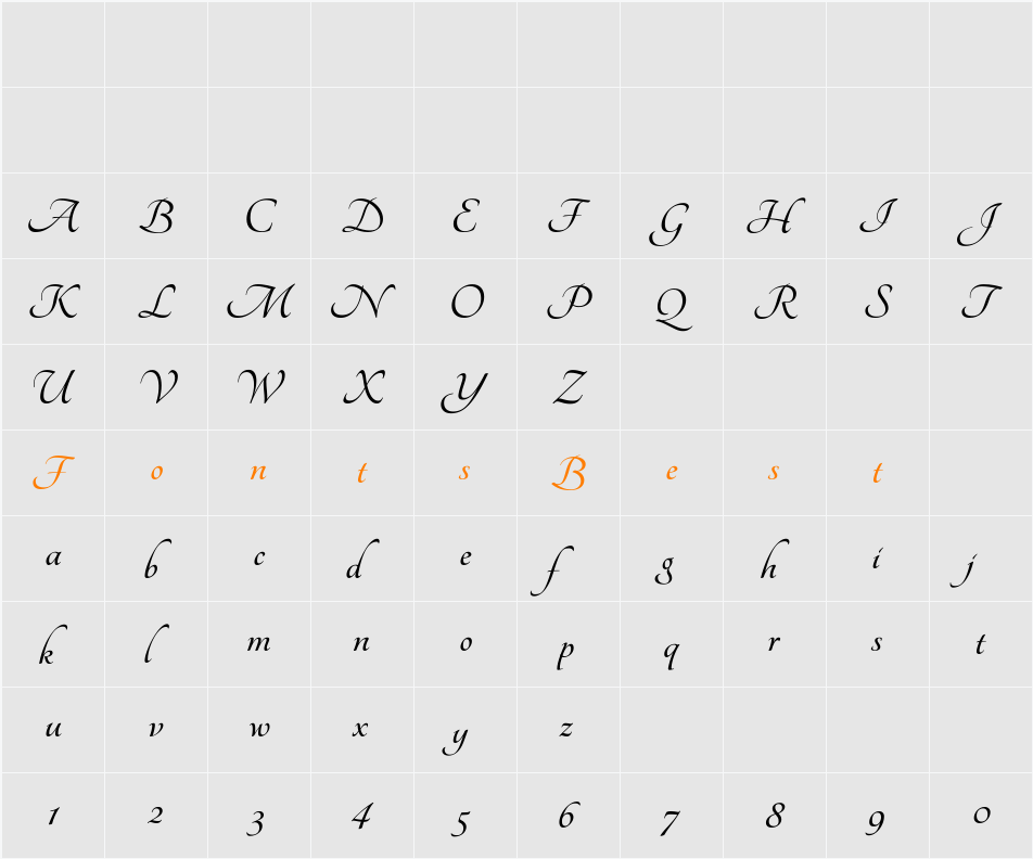 Tangerine Character Map