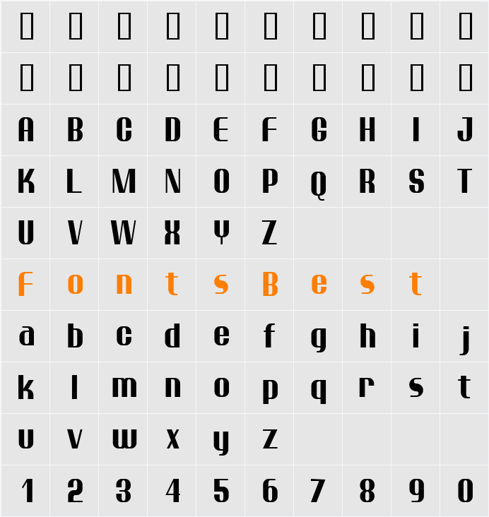 Ptarmigan Condensed Character Map