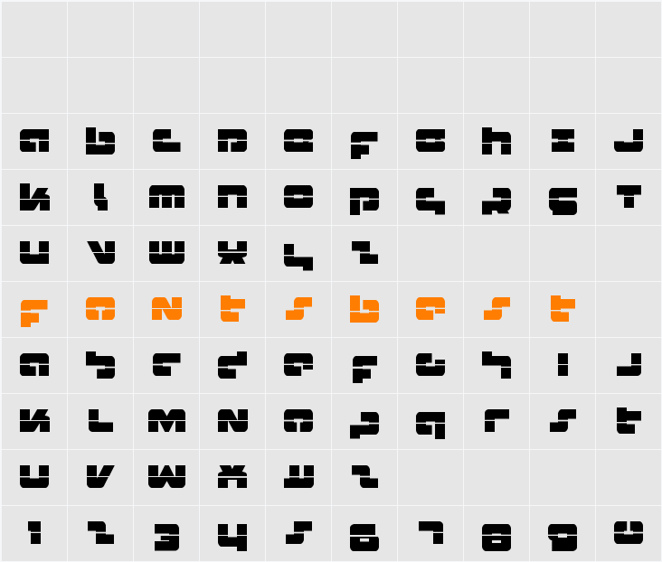 Boomstick Laser Character Map