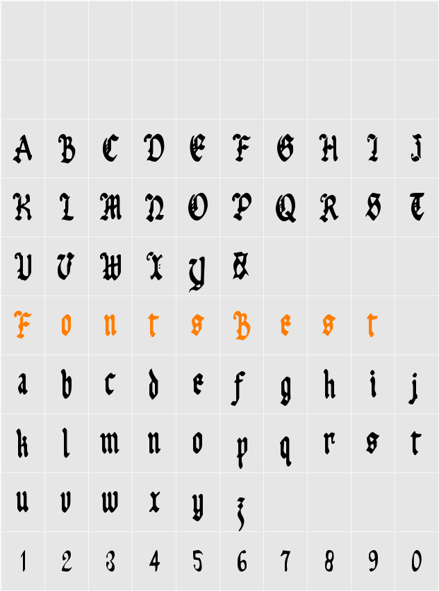 Uberhölme Condensed Character Map
