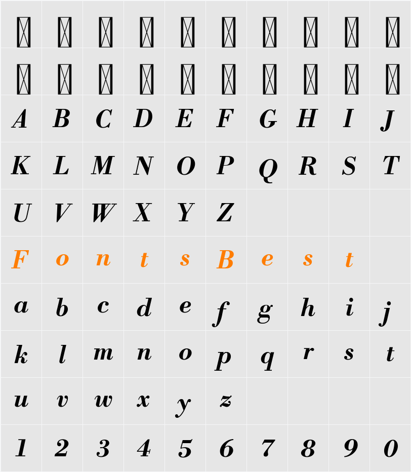 Libre Bodoni Character Map