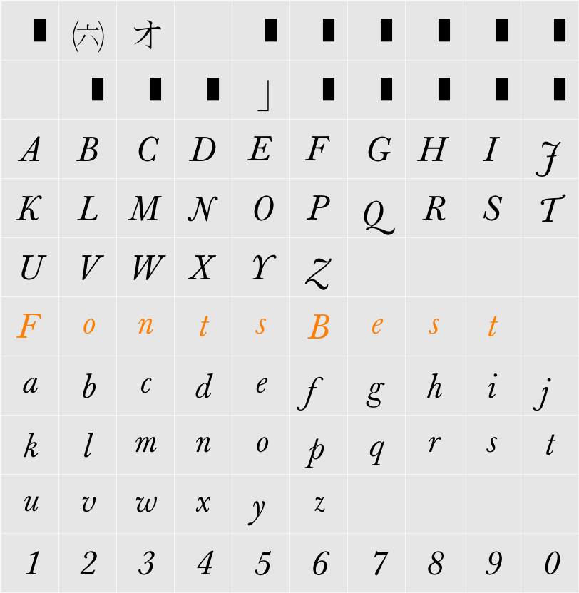 EU-B2X Character Map