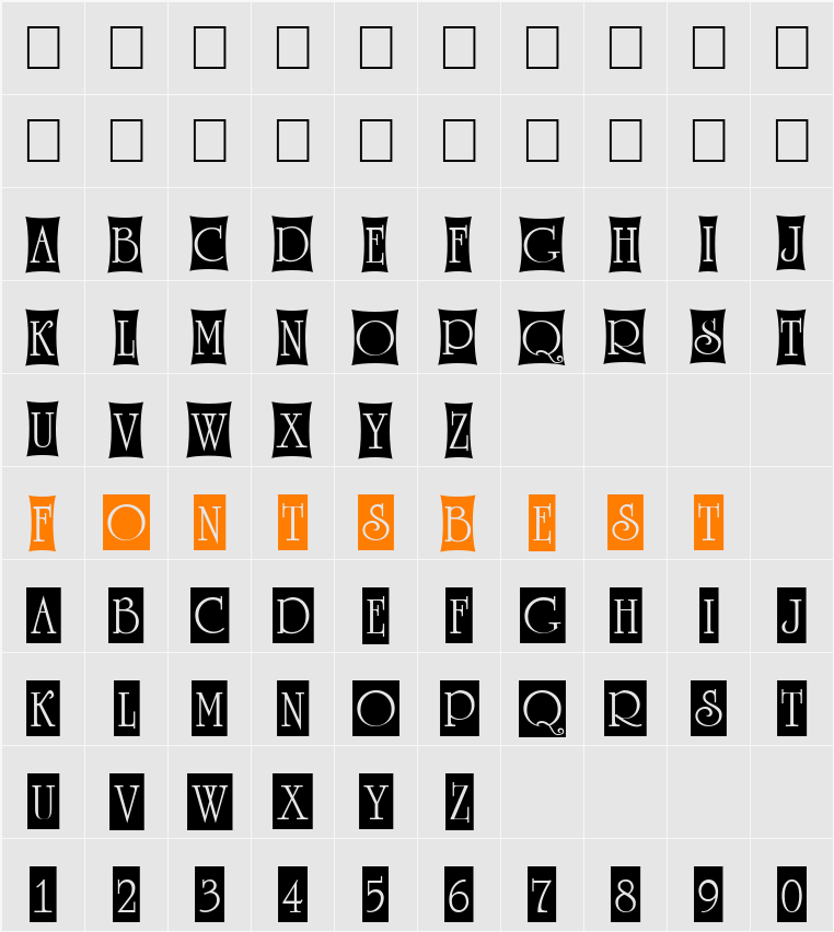 a_RomanusTtlCmD4Cb Character Map