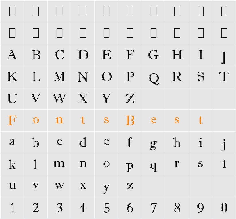 Imprint MT Shadow Character Map