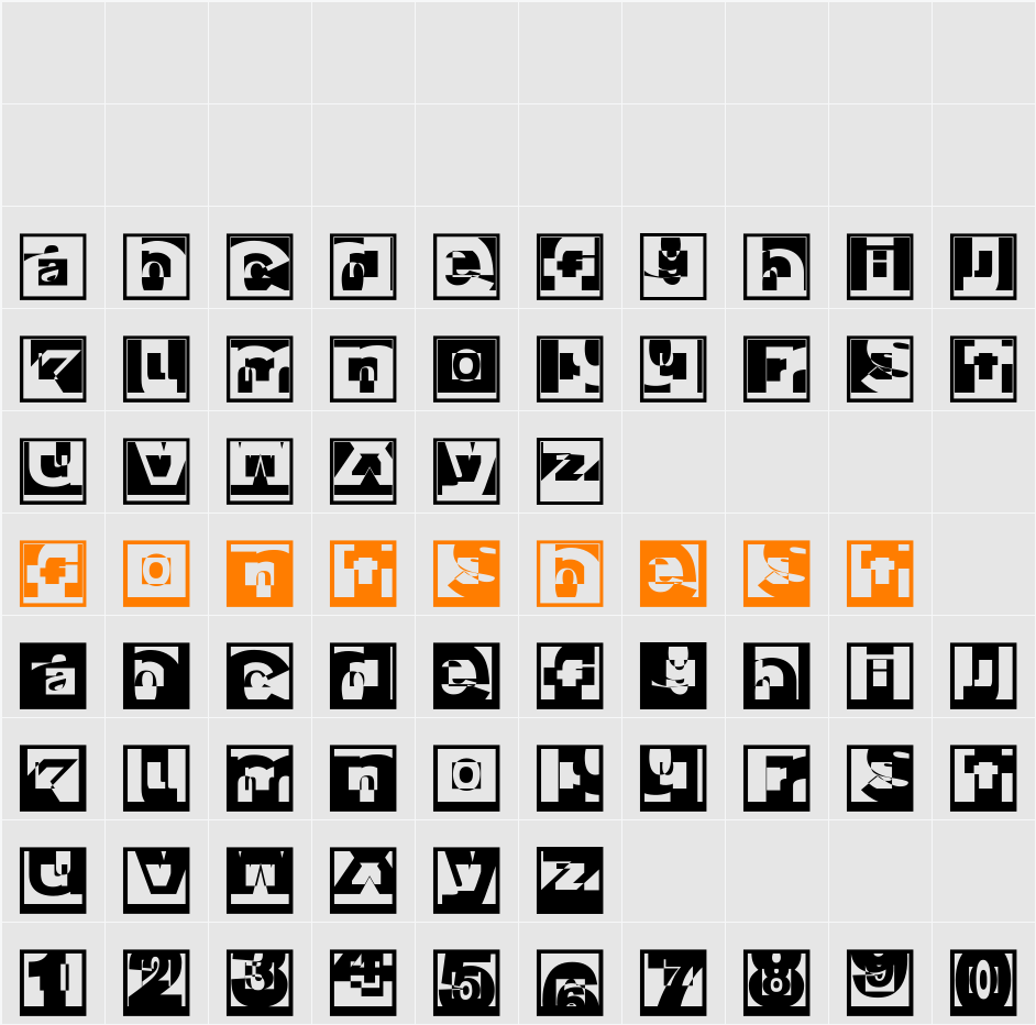 BrokenSansCaps Character Map
