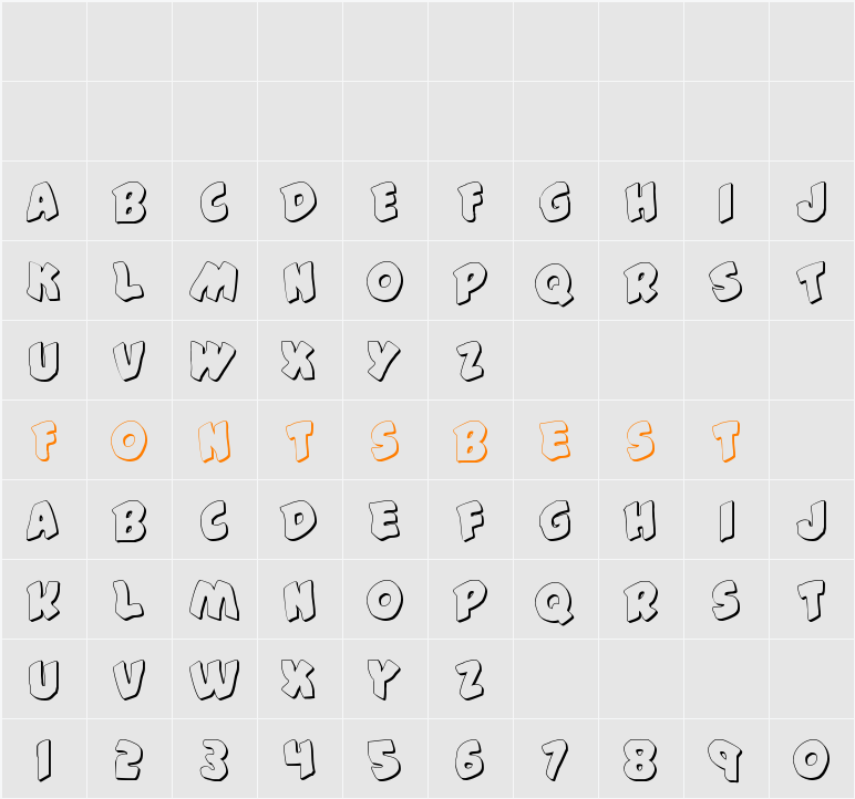 #44 Font Shadow Character Map
