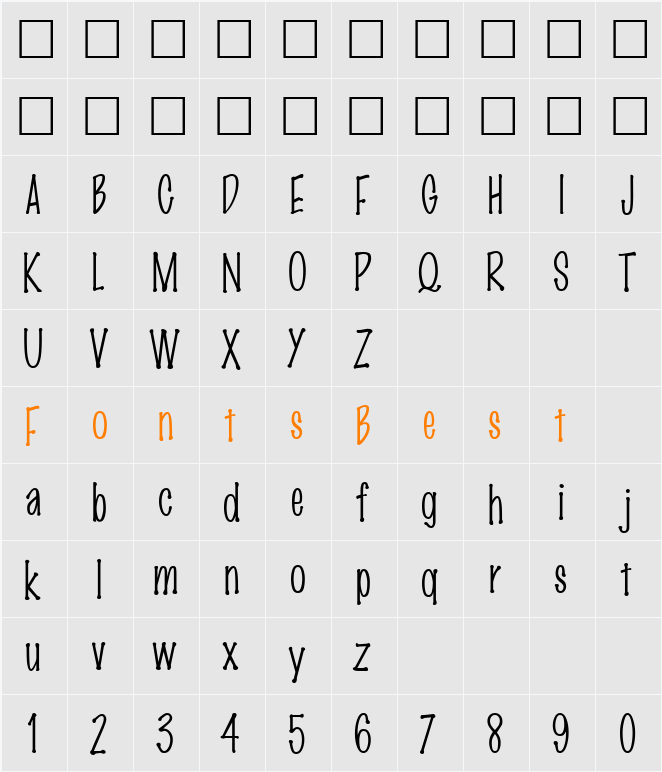 MarkerFinePoint-Plain Character Map