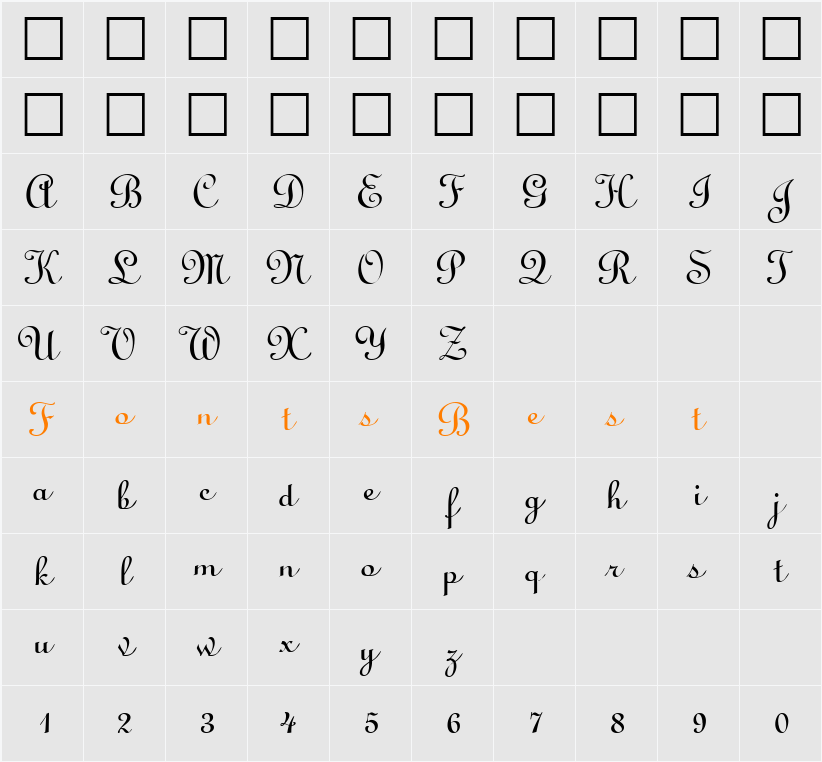 LightScript DB Character Map