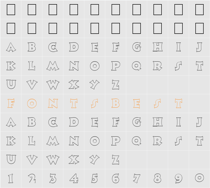 FZ JAZZY 13 HOLLOW Character Map