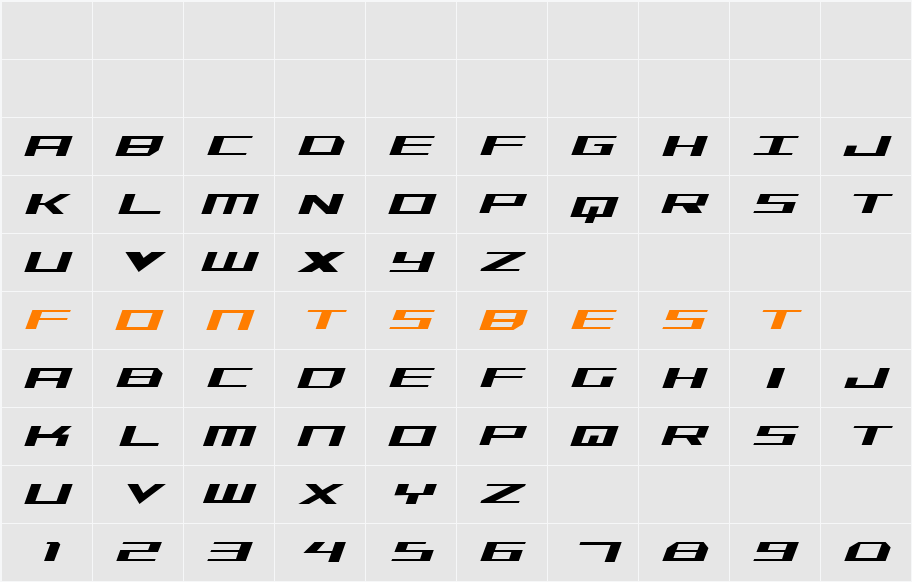 Trireme Condensed Italic Character Map