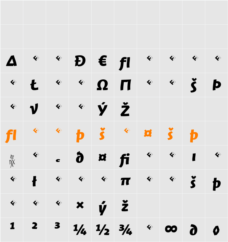 JambonoTF-BoldExpert Character Map