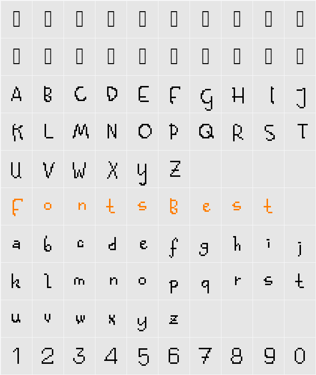 KolquatFunkyBitm Character Map