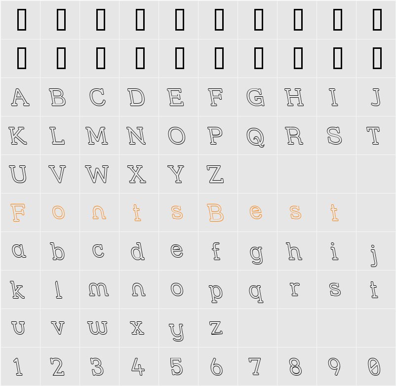 Street Slab - Outline Rev Character Map