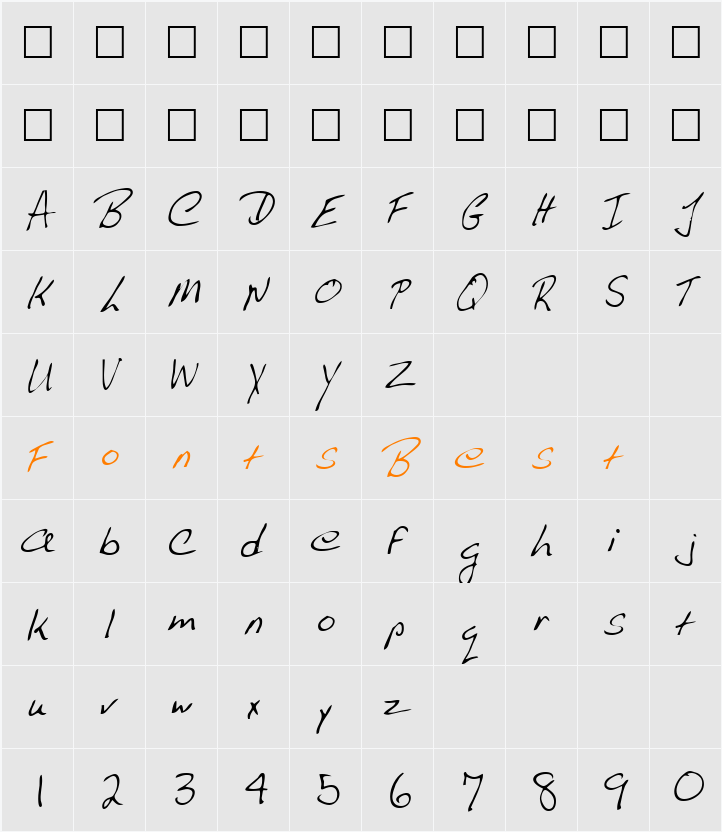 Umpque Character Map