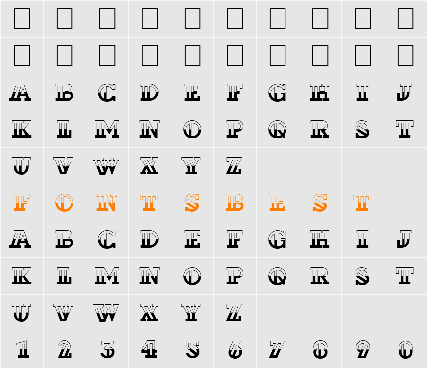 a_DexterB&W Character Map