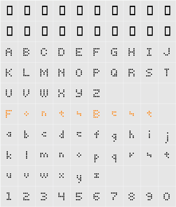 SG DOTS Character Map