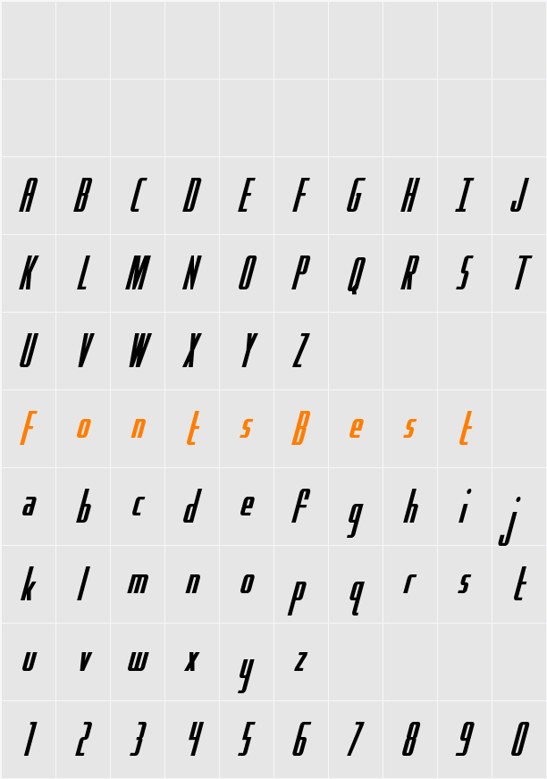 Hydro Squad Condensed Character Map