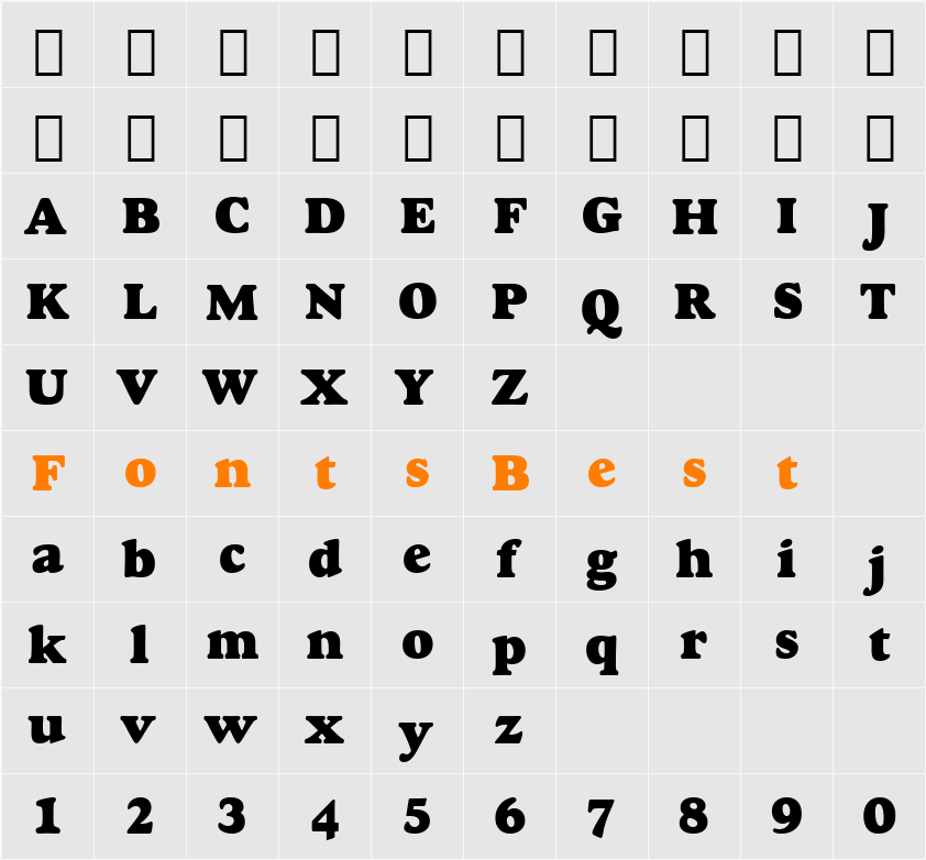 GoudyHvyface BT Character Map