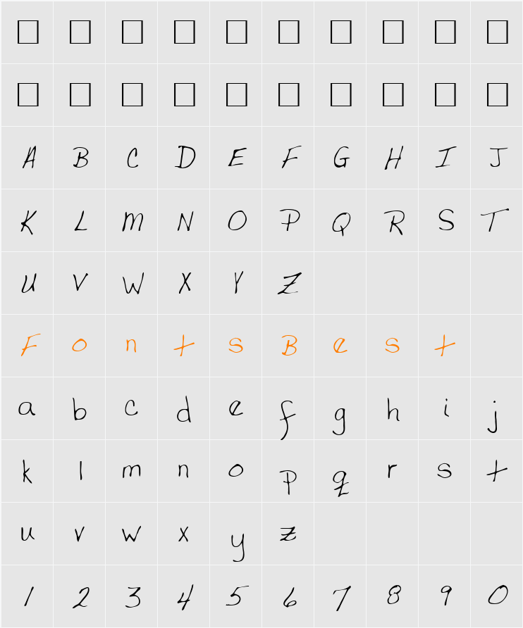Terfont Character Map