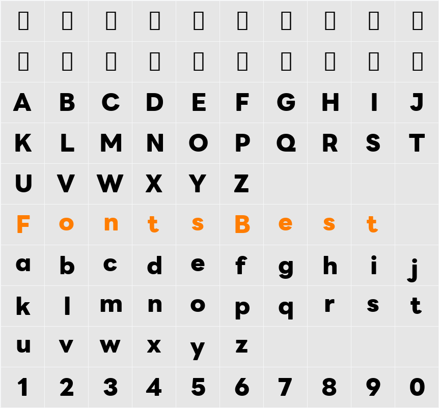 LINE Seed Sans App ExtraBold Character Map