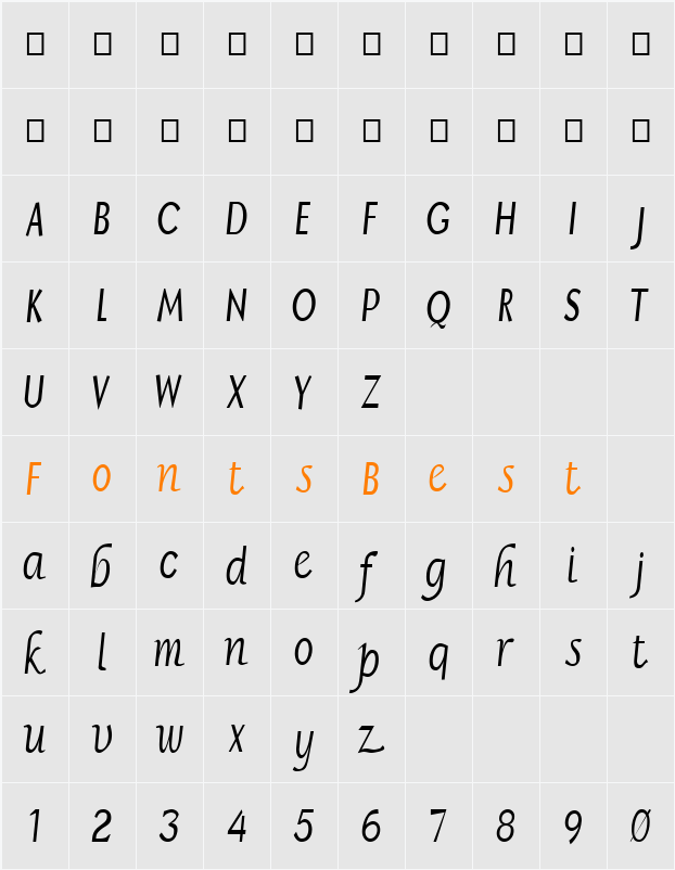 FZ BASIC 15 COND Character Map