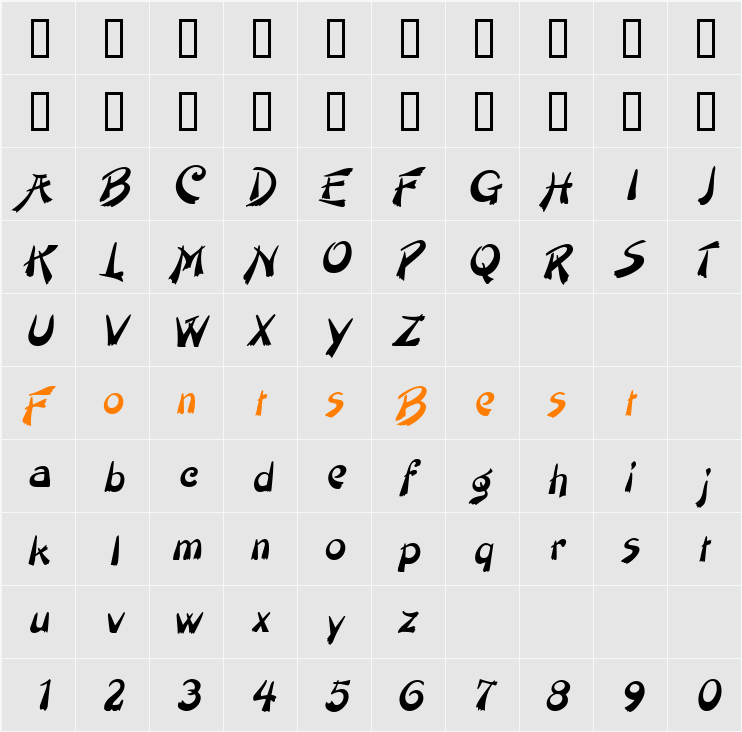 Paintbrush Character Map