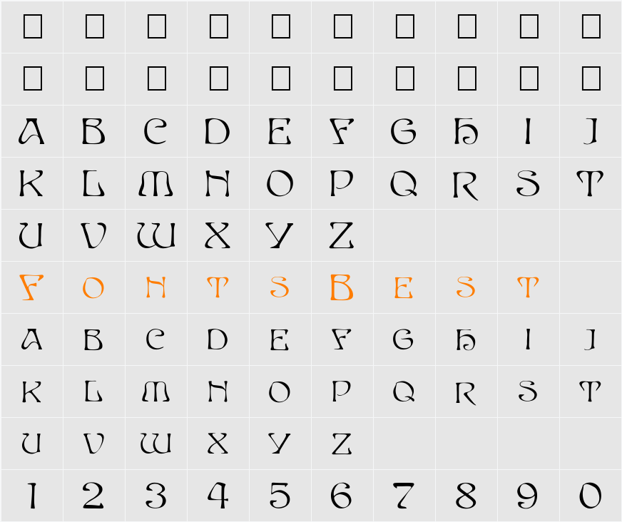 FZ JAZZY 20 Character Map