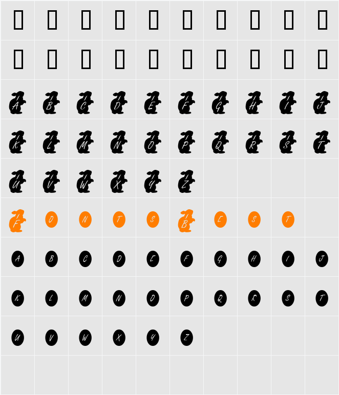 KR Easter Rabbit Character Map
