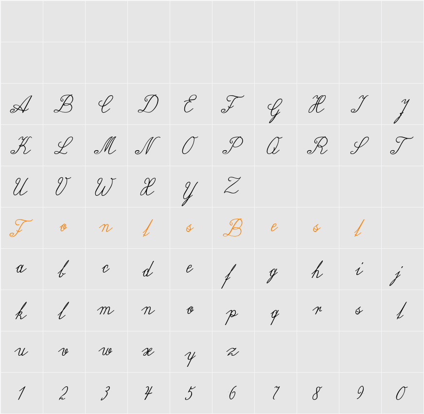 Wiegel Latein Medium Character Map
