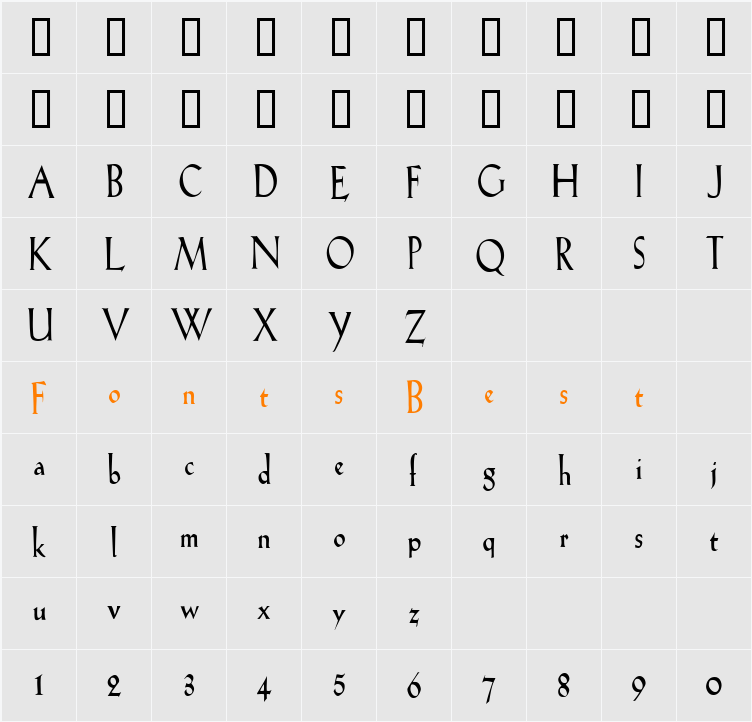 Salem-Condensed Character Map