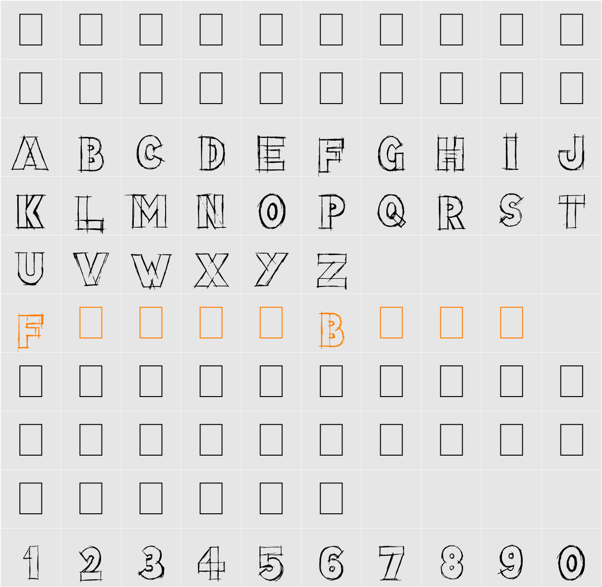 Lazy Sketch Character Map