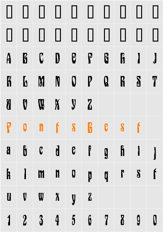 Epic Condensed Character Map