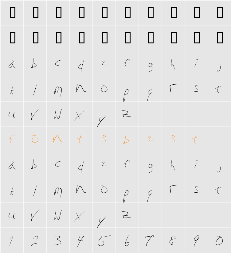 scripty Character Map