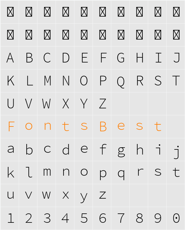 Source Code Pro Light Character Map